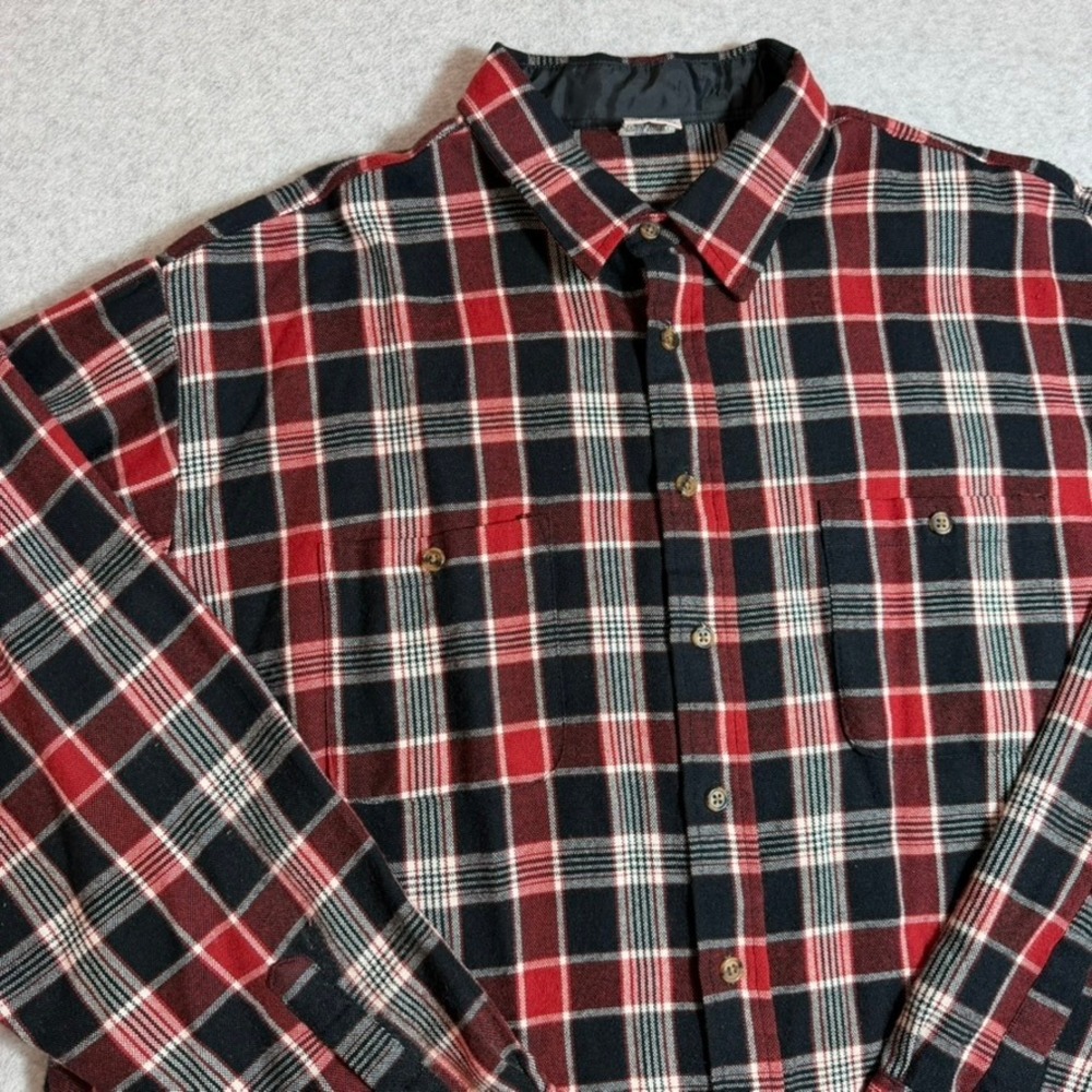 Windridge Flannel Shirt Mens XXLT Red Plaid Long Sleeve Button Up Acrylic